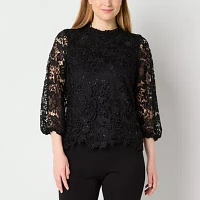 52seven Womens 3/4 Sleeve Lace Blouse