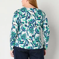 Liz Claiborne Plus Womens Long Sleeve Blouse