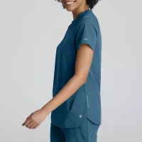 Barco One Bot216 Flux 2-Pocket Banded Zip Collar Womens Plus Tall High Neck Wrinkle Resistant Short Sleeve Scrub Top