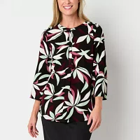 Liz Claiborne Plus Womens 3/4 Sleeve Tunic Top