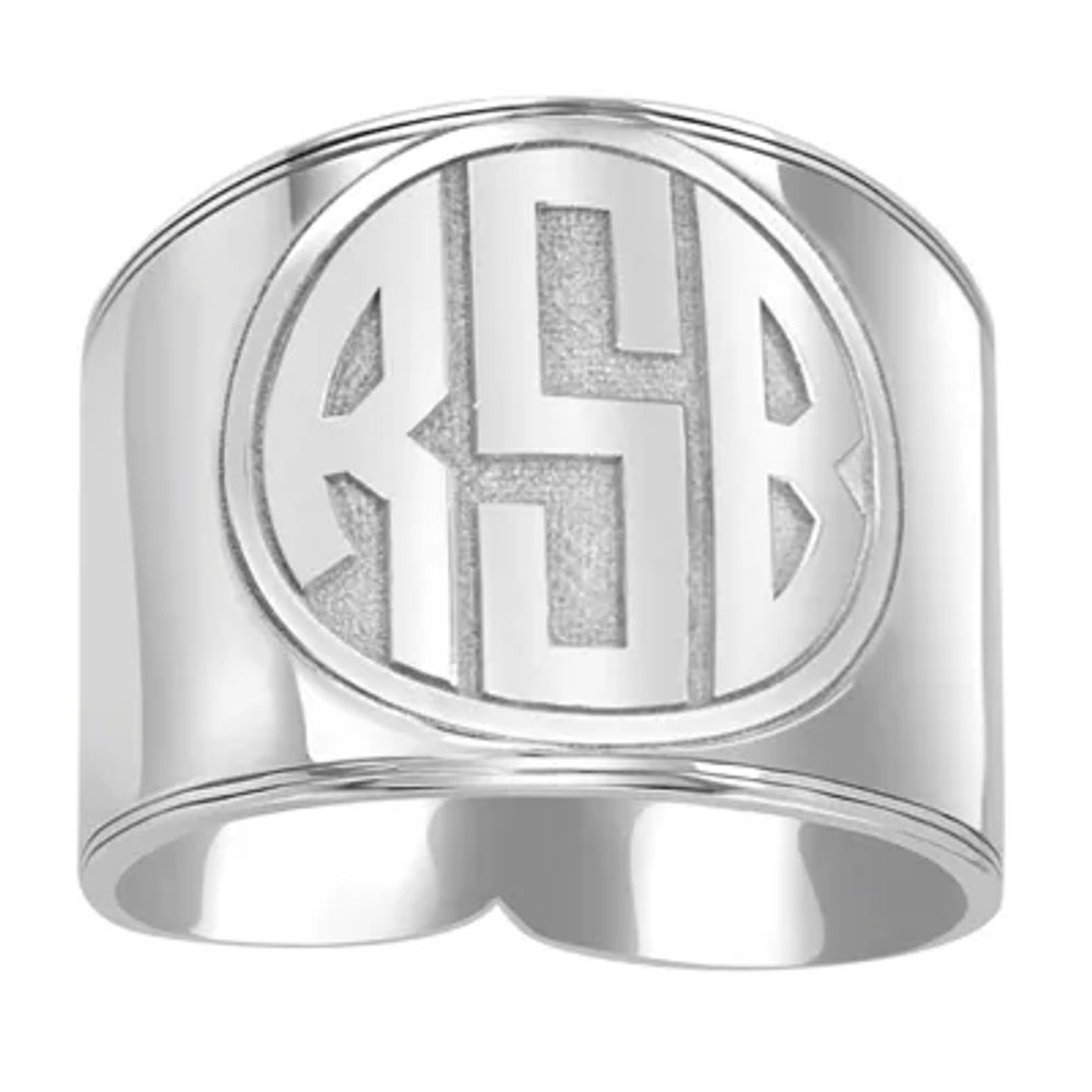 Personalized Circle Block Monogram Ring