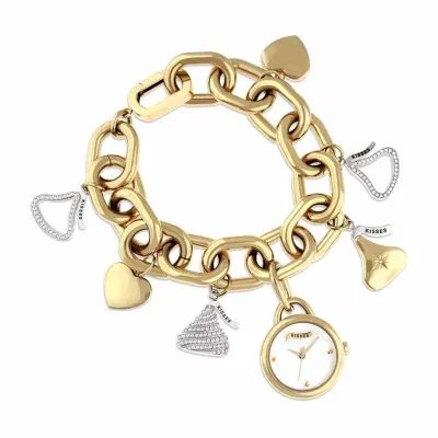 Hershey Kisses Womens Gold Tone Stainless Steel Bracelet Watch Ks008gd