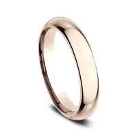 Womens 14K Rose Gold 4MM High Dome Comfort-Fit Wedding Band