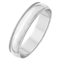 Personalized Womens 14K White Gold Half Round Lightweight Wedding Band