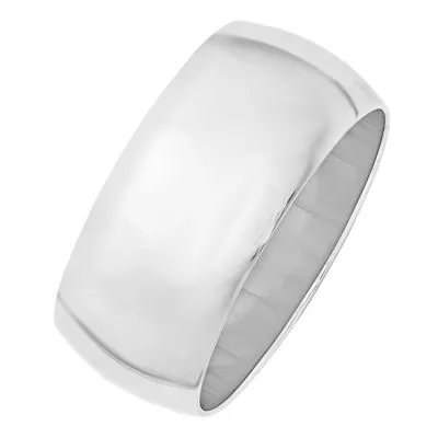 Mens 10K White Gold Half Round 10MM Wedding Band