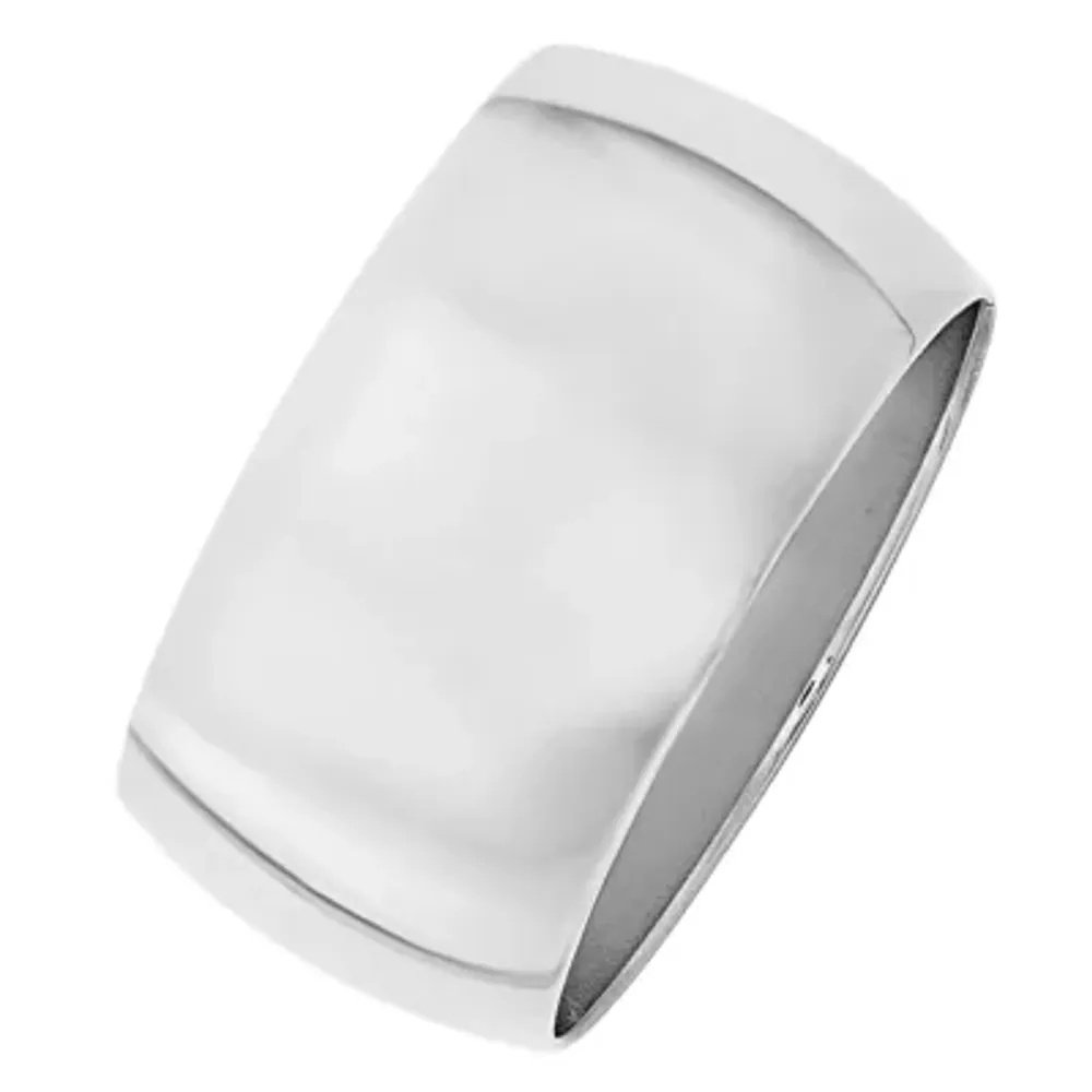 Mens 10K White Gold Half Round 12MM Wedding Band