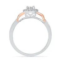 Promise My Love Womens 1/6 CT. T.W. Natural White Diamond 10K Rose Gold Over Silver Round Ring