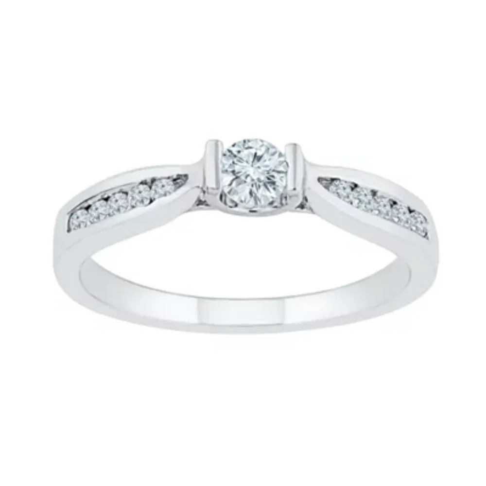 Promise My Love Womens 1/3 CT. T.W. Natural White Diamond 10K Gold Round Ring