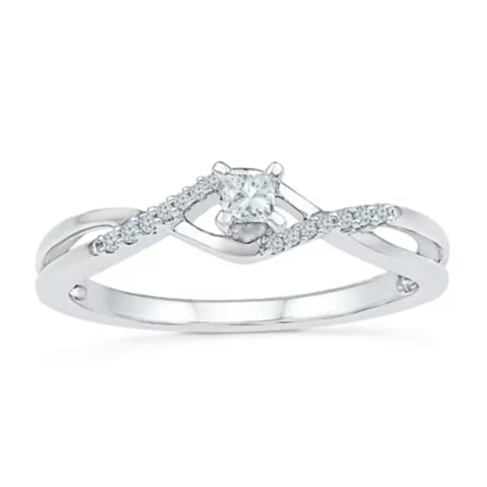 MODERN BRIDE Promise My Love Womens 1/6 CT. T.W. Mined White Diamond 10K  Gold Crossover Ring