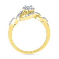 Promise My Love Womens 1/5 CT. T.W. Natural White Diamond 10K Gold Round Side Stone Halo Ring