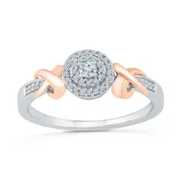 Promise My Love Womens 1/6 CT. T.W. Natural White Diamond 10K Rose Gold Over Silver Round Ring