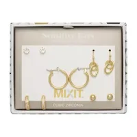 Mixit Gold Tone Hoop & Stud 5 Pair Earring Set