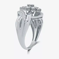 Womens 1/2 CT. T.W. Natural White Diamond 14K Gold Over Silver Cocktail Ring