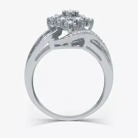 Womens 1/2 CT. T.W. Natural White Diamond 14K Gold Over Silver Cocktail Ring