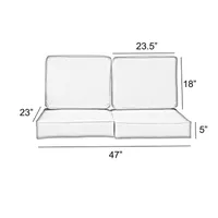 Mozaic Company Deep Seating Loveseat Cushion Set,Corded Patio Seat Cushion - Tory Denim
