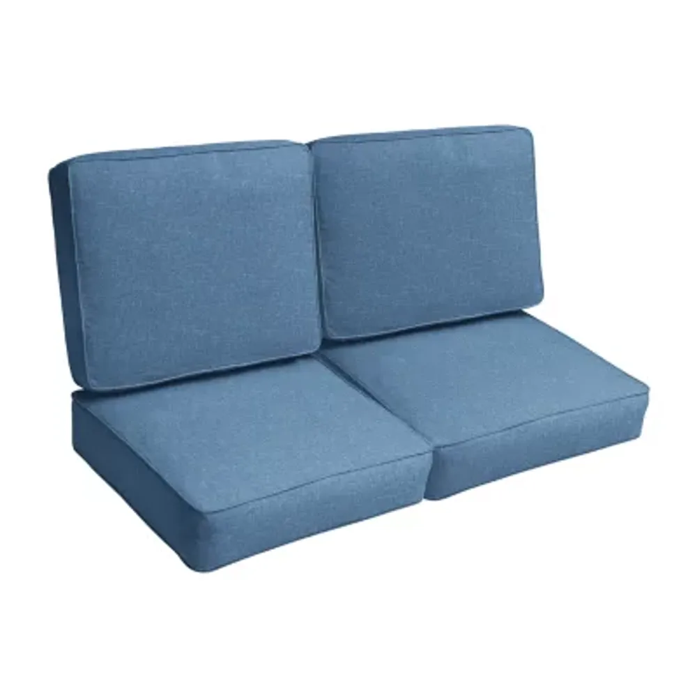 Mozaic Company Deep Seating Loveseat Cushion Set,Corded Patio Seat Cushion - Tory Denim