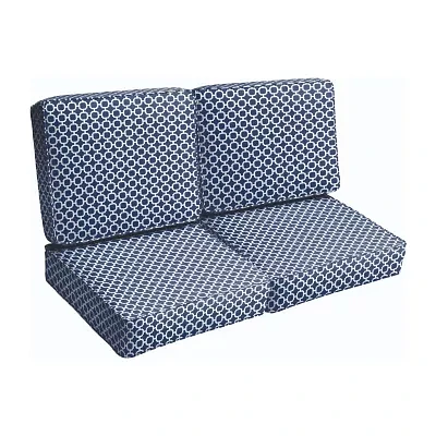 Mozaic Company Deep Seating Loveseat Cushion Set,Corded Patio Seat Cushion - Hockley Fresco Navy