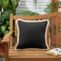 Mozaic Company 18'' Fringe Outdoor Pillow - Canvas Black