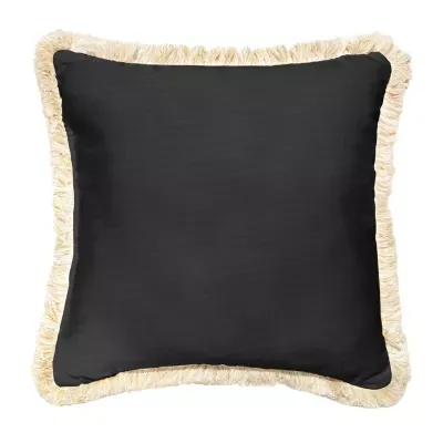 Mozaic Company 18'' Fringe Outdoor Pillow - Canvas Black