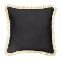 Mozaic Company 18'' Fringe Outdoor Pillow - Canvas Black