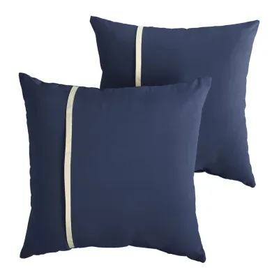 Mozaic Company Sunbrella Canvas Navy Pillow with Flange (Set of 2)