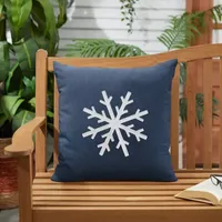 Mozaic Company Knife Edge EMB Snowflake 18'' Square Outdoor Pillow - Spectrum Indigo