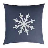 Mozaic Company Knife Edge EMB Snowflake 18'' Square Outdoor Pillow - Spectrum Indigo