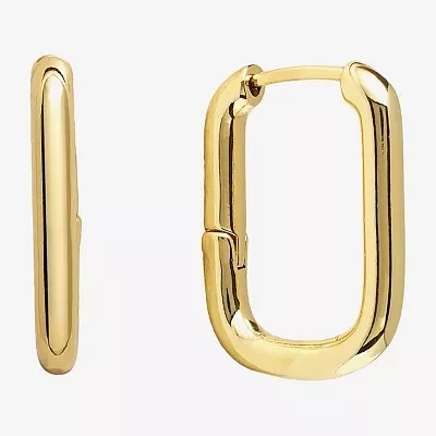 Silver Reflections 14K Gold Over Brass Rectangular Hoop Earrings