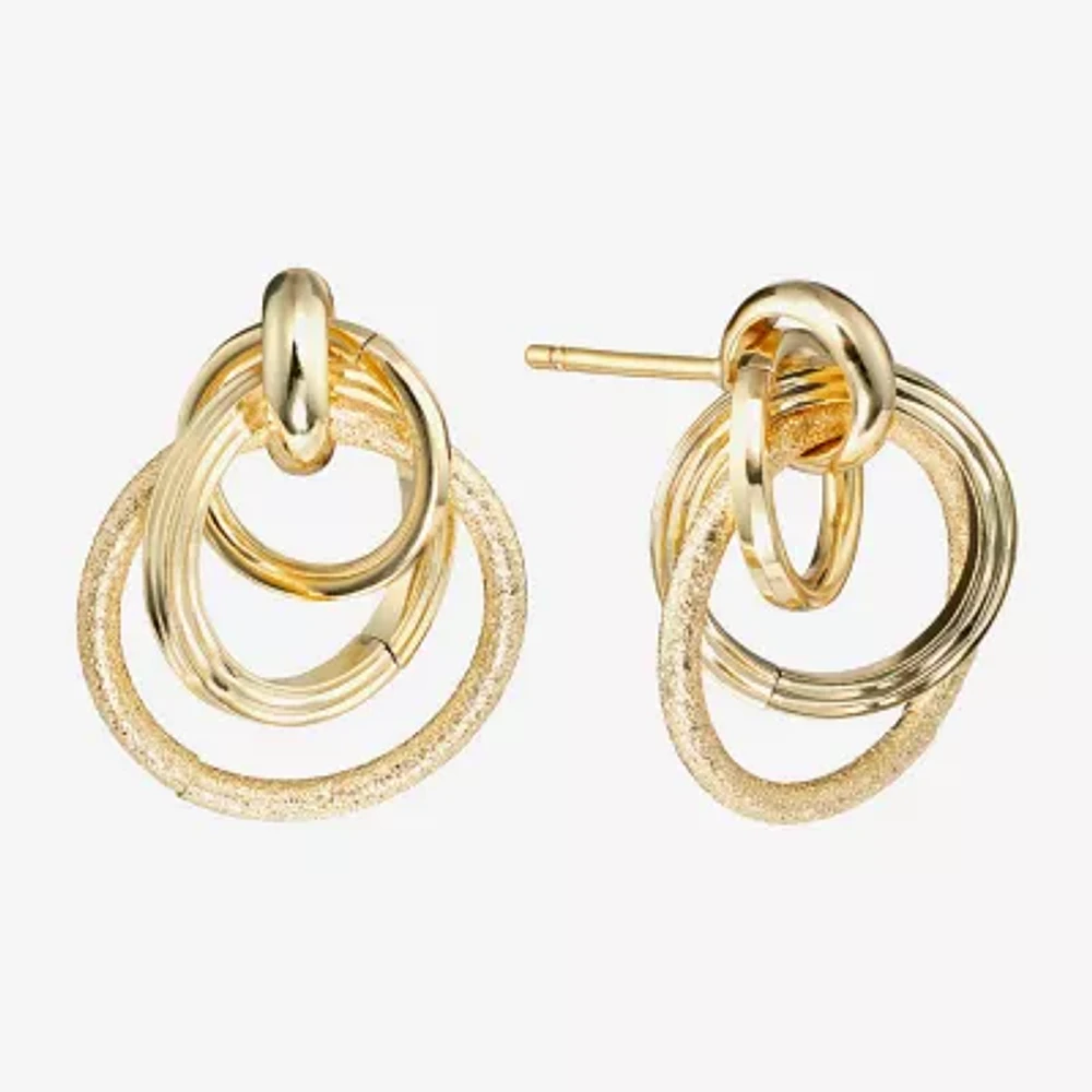 Silver Reflections Doorknocker 14K Gold Over Brass Drop Earrings