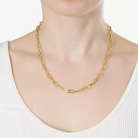 Silver Reflections 14K Gold Over Brass 18 Inch Paperclip Chain Necklace