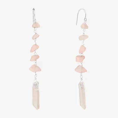 Sparkle Allure Quartz Pure Silver Over Brass Drop Earrings