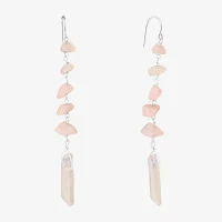 Sparkle Allure Quartz Pure Silver Over Brass Drop Earrings