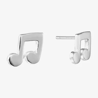 Silver Treasures Music Note Sterling Silver 5.1mm Stud Earrings