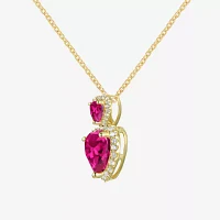 Womens Gemstone 14K Gold Over Silver Heart Pendant Necklace