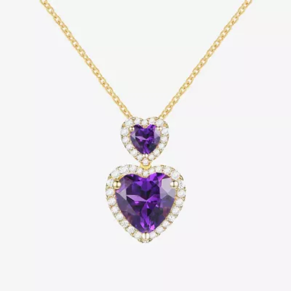 Womens Gemstone 14K Gold Over Silver Heart Pendant Necklace