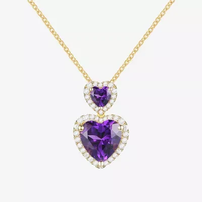 Womens Gemstone 14K Gold Over Silver Heart Pendant Necklace