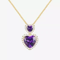 Womens Gemstone 14K Gold Over Silver Heart Pendant Necklace