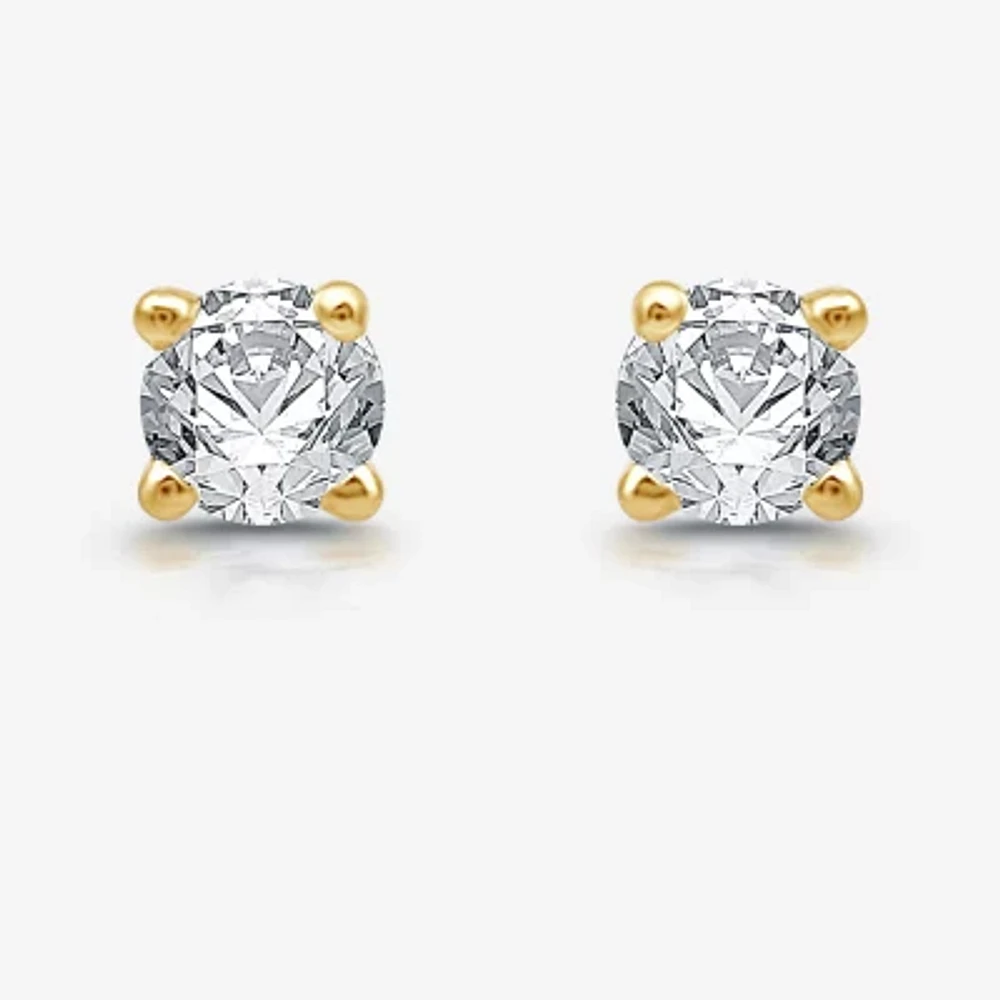 Ever Star (H-I / I1) 1/5 CT. Lab Grown White Diamond 14K Gold Over Silver Sterling Silver 3mm Round Stud Earrings