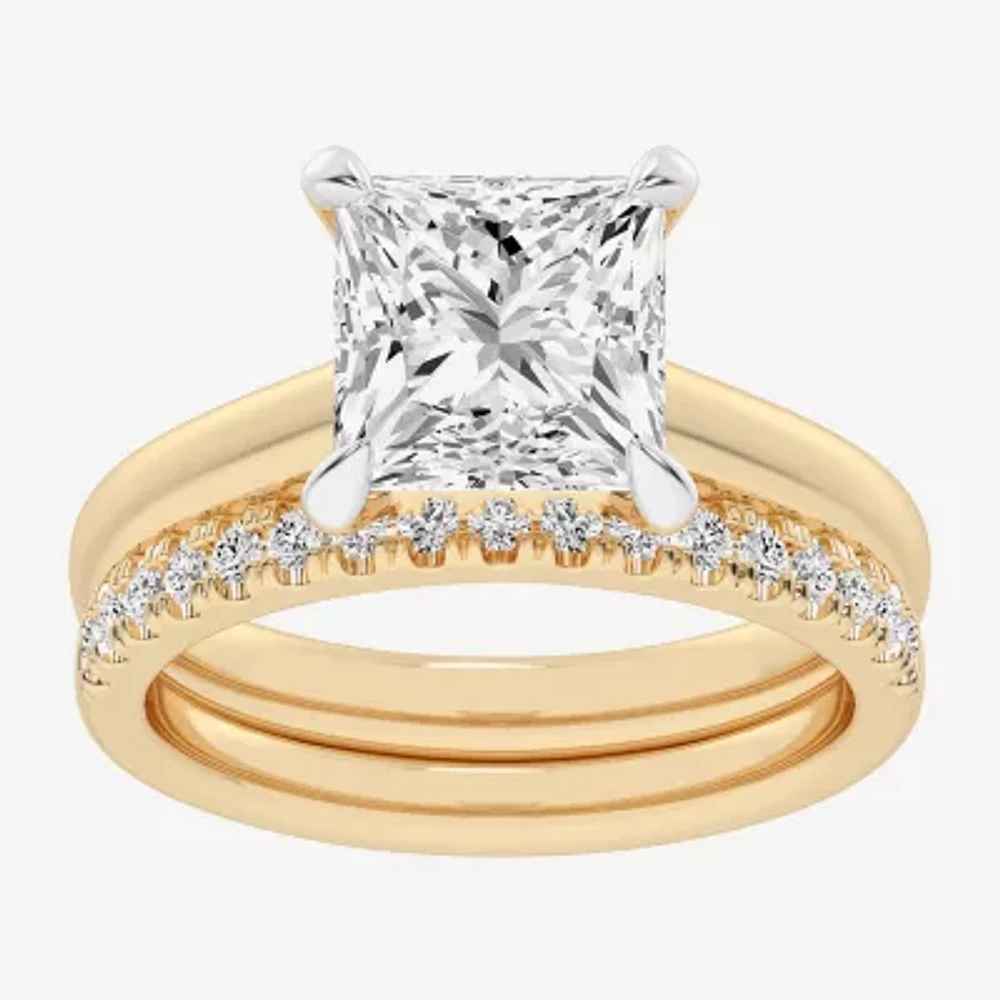 (G-H / Vs2-Si1) Womens 3 1/2 CT. T.W Lab Grown White Diamond 14K Gold Solitaire Bridal Set