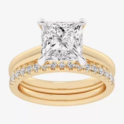 (G-H / Vs2-Si1) Womens 3 1/2 CT. T.W Lab Grown White Diamond 14K Gold Solitaire Bridal Set