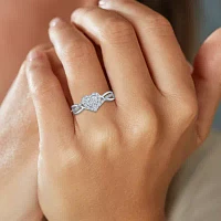 Yes, Please! Womens 1/10 CT. T.W. Natural Diamond Sterling Silver Heart Halo Cocktail Ring