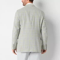 Stafford Mens Slim Plaid Classic Fit Sport Coat