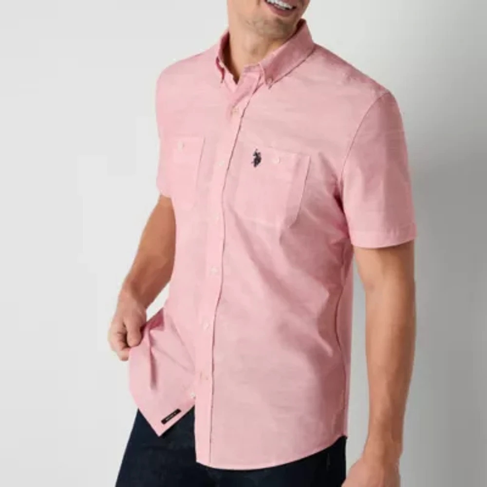 U.S. Polo Assn. Stretch Mens Classic Fit Short Sleeve Button-Down Shirt