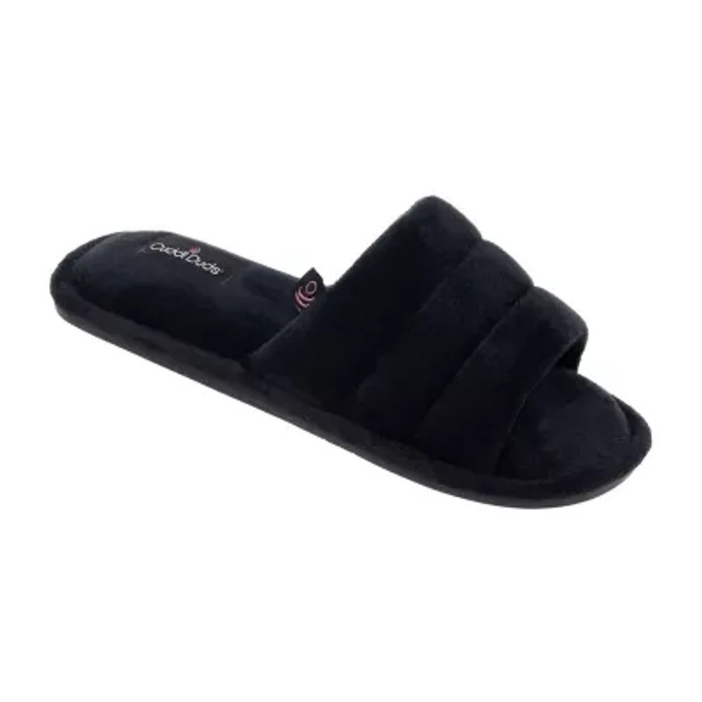 Cuddl Duds Puffy Velour Womens Slip-On Slippers