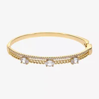 Sparkle Allure 14K Gold Over Brass Oval Round Bangle Bracelet