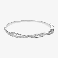 Sparkle Allure Pure Silver Over Brass Round Bangle Bracelet