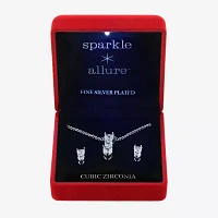 Sparkle Allure Light Up Box 2-pc. Cubic Zirconia Pure Silver Over Brass Heart Jewelry Set