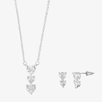 Sparkle Allure Light Up Box 2-pc. Cubic Zirconia Pure Silver Over Brass Heart Jewelry Set
