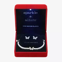 Sparkle Allure Light Up Box 2-pc. Cubic Zirconia Pure Silver Over Brass Butterfly Jewelry Set