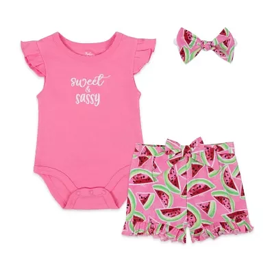 Baby Essentials Girls 3-pc. Short Set